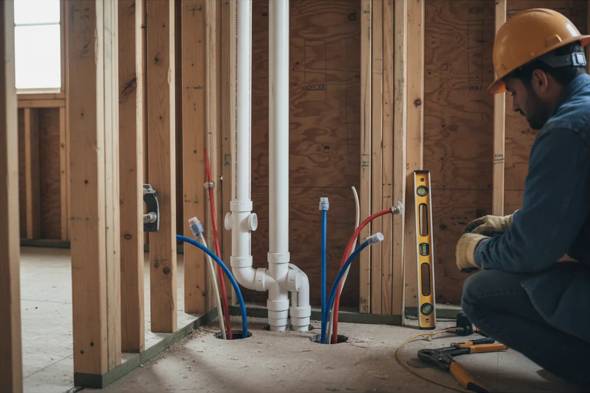 Drain and supply rough-in during Leak Detection in Playa Vista